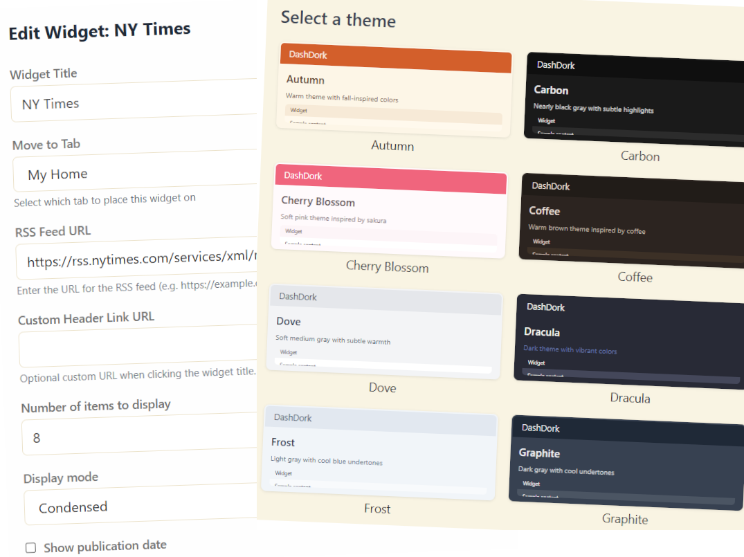 DashDork Settings and Themes